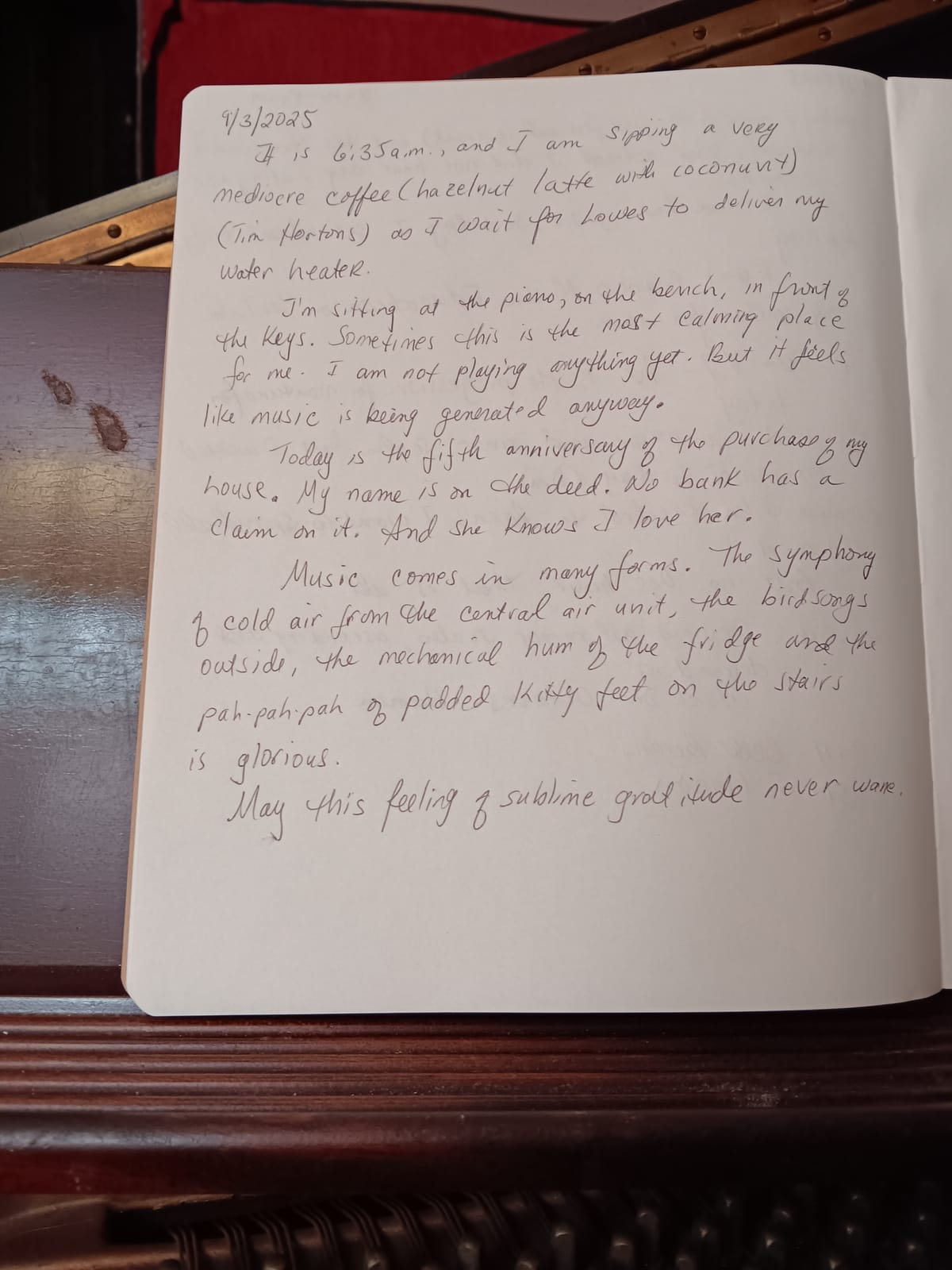 Today's piano journal entry