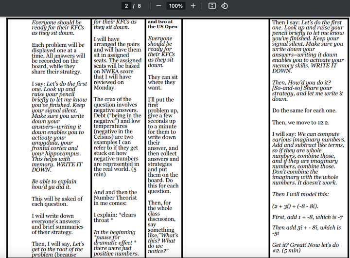 My lesson plans require scripts and time stamps.